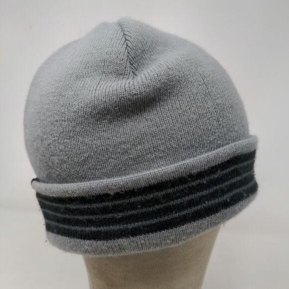 Adidas Men's Knit Beanie Hat Gray One Size Striped 100% Acrylic Warm Soft - Picture 6 of 11